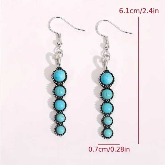 Drop Turquoise Earrings Dangle western earrings BOHO turquoise jewelry trendy - Picture 6 of 6